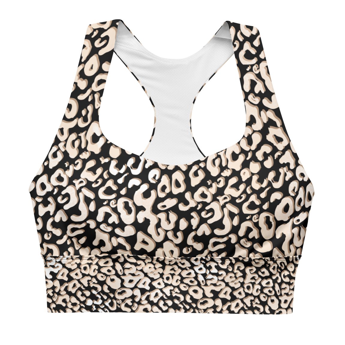 Leopardy Black longline sports bra