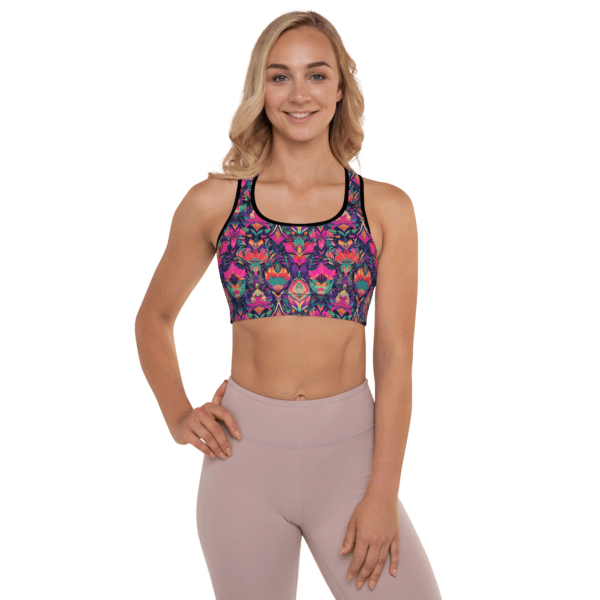 Jungle Jam Sports Bra with racerback and vibrant jungle print