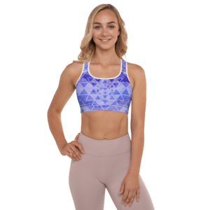 Abundance Sports Bra with Sri Yantra design in white and blue