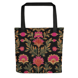 Spacious and durable tote bag with natural cotton handles