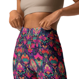 Jungle Jam Yoga Leggings with raised waistband and jungle-inspired pattern